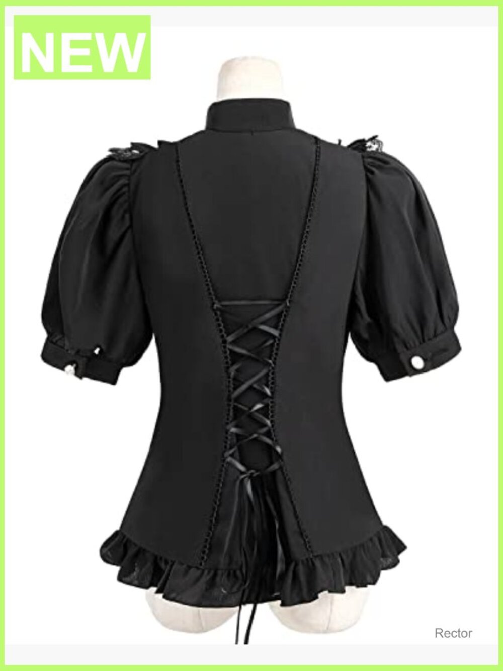 Victorian Blouse Gothic Long Sleeve Lotus Ruffle Tops Vintage Button Down Shirt - Picture 3 of 7